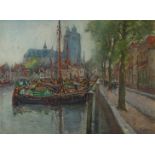 A 20TH CENTURY CONTINENTAL SCHOOL GOUACHE ON PAPER Titled 'Dordrecht, Holland' verso, signed 'C.