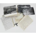 A MIXED BOX OF UNSORTED EPHEMERA To include black and white photographs of a development in