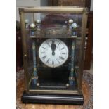 A CLOISONNÉ ENAMEL PRESSURE BALL CLOCK In a glass case and fitted box. (h 39cm)