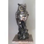 A. GIANNELLI, A LARGE ITALIAN SILVER 925 STATUE OF AN OWL Signed and dated 1972 (filled). (45cm)