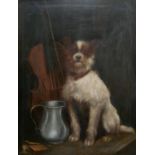 ROBERT CHARLES DUDLEY, 1826 -1909, 19TH CENTURY OIL ON CANVAS Portrait of a Terrier sitting on a