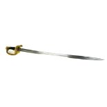 A FRENCH 1845 PATTERN INFANTRY SWORD With ornate brass hilt, double fullered steel blade.