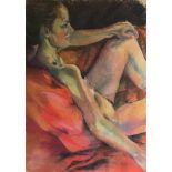 JANE DOCKAR, PASTEL ON PAPER Reclining nude female, signed and dated bottom right. (image 49cm x