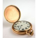 ELGIN, AN EARLY 20TH CENTURY GOLD PLATED FULL HUNTER GENTS POCKET WATCH Having a fine engine