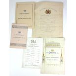 A COLLECTION OF VICTORIAN ROYAL EPHERMAL DOCUMENTS Including a musical programme from Buckingham