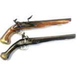 A 18TH/19TH CENTURY CONTINENTAL FLINTLOCK PISTOL With proof marked and engraved barrel and lock,