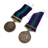 TWO QUEEN ELIZABETH II SILVER CAMPAIGN MEDALS A South Arabia medal awarded to 24081154 Pte T.