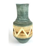 TROIKA, A VINTAGE 1970'S POTTERY URN VASE Painted with geometric pattern on body and painted marks