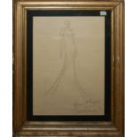 UNKNOWN ARTIST, 20TH CENTURY GRAPHITE PENCIL AND RED INK ON PAPER Group of three fashion design