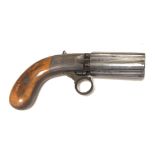 J.R. COOPER PATENT, A 19TH CENTURY SIX SHOT PEPPERBOX REVOLVER With signed engraved steel action,