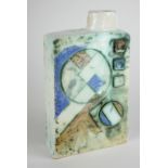 A VINTAGE 1970'S TROIKA POTTERY CHIMNEY FLASK VASE Modelled in low relief, one side with abstract
