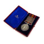 A CASED QUEEN VICTORIA SILVER SOUTH AFRICA BRITISH WAR MEDAL Six bars Cape Colony, Orange Free