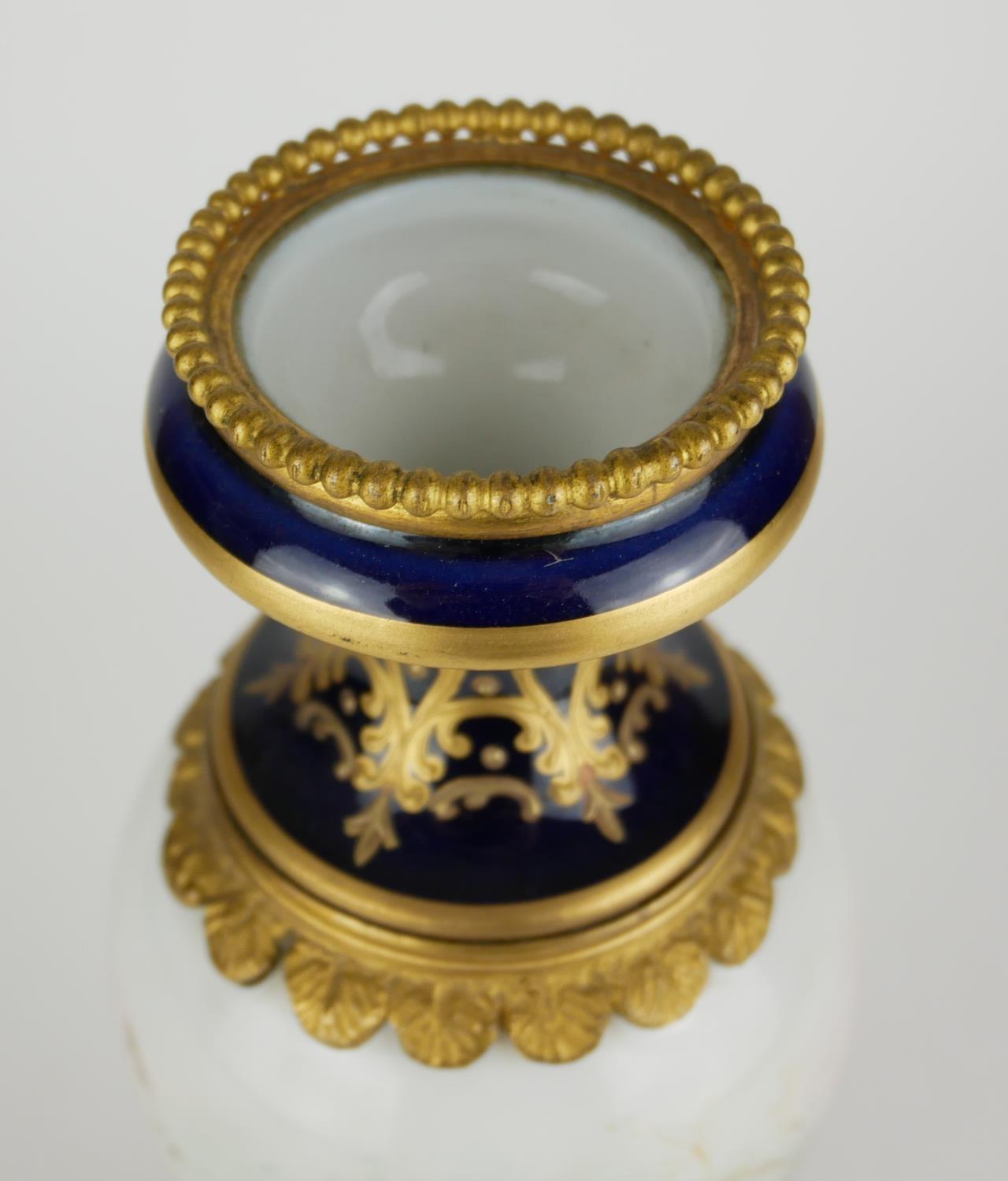 A 19TH CENTURY FRENCH SÈVRES PORCELAIN AND ORMOLU VASE Hand painted figural decoration of a courting - Image 3 of 3