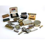A MIXED COLLECTION OF EARLY 20TH CENTURY SMOKING ACCESSORIES AND PENKNIVES Comprising a cased