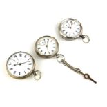 TWO VICTORIAN SILVER GENT'S POCKET WATCHES Circular white dial and Roman number markings, together