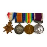 A SET OF FOUR WWI BRITISH ARMY WAR MEDALS Silver War Medal, bronze Great War for Civilisation,