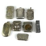 A COLLECTION OF EARLY 20TH CENTURY SILVER PLATED RECTANGULAR VESTA CASES With embossed decoration