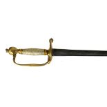 AN EARLY 20TH CENTURY CONTINENTAL SWORD With brass pommel and hilt, wire bound grip and fullered
