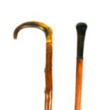 TWO EARLY 20TH CENTURY HORN HANDLED WALKING STICKS. (each 90cm)