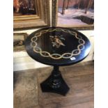 A 19TH CENTURY PIETRA DURA SIDE TABLE The circular top inlaid with specimen marbles in the form of a
