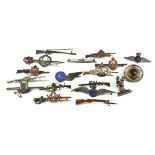 A COLLECTION OF SEVENTEEN EARLY 20TH CENTURY SILVER BRITISH MILITARY SWEETHEART BROOCHES Including