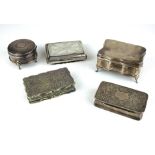 A COLLECTION OF THREE EDWARDIAN AND LATER SILVER TRINKET BOXES Comprising a snuff box with