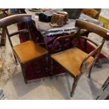 A SET OF EIGHT WILLIAM IV MAHOGANY BAR BACK CHAIRS Including two carvers, with velvet upholstered