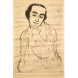 A 20TH CENTURY GERMAN EXPRESSIONIST SCHOOL DRYPOINT Portrait of a Woman, mounted, indistinctly