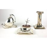 A COLLECTION OF EDWARDIAN AND LATER SILVER WARE Comprising a single classical column form