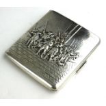 AN EARLY 20TH CENTURY CONTINENTAL WHITE METAL CIGARETTE CASE, CIRCA 1910 - 1920 Repoussé embossed to