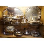 A COLLECTION OF EARLY 20TH CENTURY SILVER PLATED WARE Comprising a breakfast roll with ivory finial,