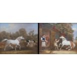 ATTRIBUTED TO JAMES POLLARD, 1792 - 1867, PAIR OF OILS ON CANVAS ?The Visit to The Vet? and ?Force