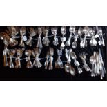 A COLLECTION OF EARLY 20TH CENTURY AND LATER SILVER PLATED FLATEWARE CUTLERY Hanovarian soup ladle