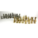 A VINTAGE CAST METAL FIGURAL CHESS SET Featuring Roman Gladiators, together with a collection of