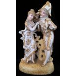 AFTER WATTEAU, A LARGE LATE 19TH CENTURY CONTINENTAL PARIAN PORCELAIN FIGURAL GROUP, COURTING COUPLE