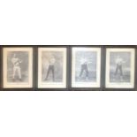 A RARE SET OF 20 EARLY 20TH CENTURY BLACK AND WHITE PRINTS, BOXING CHAMPIONS FROM 19TH CENTURY