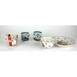 A COLLECTION OF THREE 18TH CENTURY ENGLISH PORCELAIN COFFEE CUPS Including a red ground cup