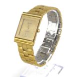 RADO, AN 18CT GOLD PLATE ON STAINLESS STEEL AND DIAMOND SET GENT?S WRISTWATCH The rectangular dial