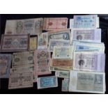 A COLLECTION OF EARLY 20TH RUSSIAN AND GERMAN BANK NOTES Including a 1912 500 rouble note, 1917 1000