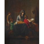 CIRCLE OF NICOLAS-BERNARD LÉPICIÉ, PARIS, 1735 - 1784, 18TH CENTURY OIL ON PANEL Titled ?The Reading