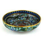 A CHINESE CLOISONNÉ SHALLOW BOWL Decorated with dragons and flora. (8cm)