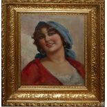 EDWARDO FORLENZA, 1861 - 1934, A LATE 19TH CENTURY ITALIAN SCHOOL OIL ON CANVAS Portrait study of