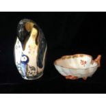 ROYAL CROWN DERBY, FIGURE OF A PENGUIN Along with a Herend cabinet cup, along with after Bow Chelsea