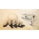 HENRI CARTIER?BRESSON, FRENCH, 1908 - 2004, TWO PENCIL SKETCHES Hand study and skull, both