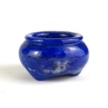 A CHINESE LAPIS LAZULI OVAL CENSOR On tripod feet. (approx diameter 6cm)