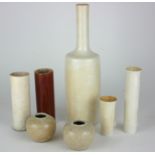 A COLLECTION OF MID 20TH CENTURY STUDIO ART POTTERY VASES Comprising a bottle vase in the manner