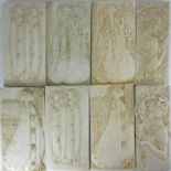 A COLLECTION OF EIGHT PLASTER RELIEF WALL PLAQUES Depicting Art Nouveau maidens. (largest 13cm x