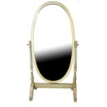 A LARGE DECORATIVE 19TH CENTURY FRENCH CARVED WOOD AND PAINTED OVAL CHEVAL MIRROR Decorated with
