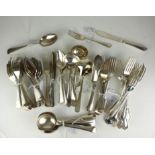 A MIXED COLLECTION OF VICTORIAN AND LATER SILVER PLATED FLATWARE CUTELRY Comprising six lily pattern