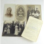 A COLLECTION OF WWI BRITISH ARMY PHOTOGRAPHS AND EPHEMERA Comprising four photographs of officers in